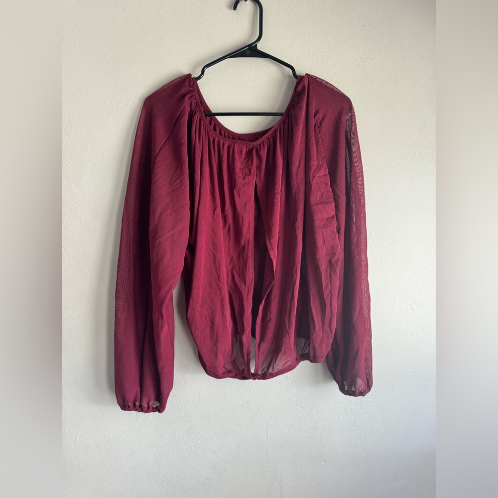 Burgundy sheer long sleeve
